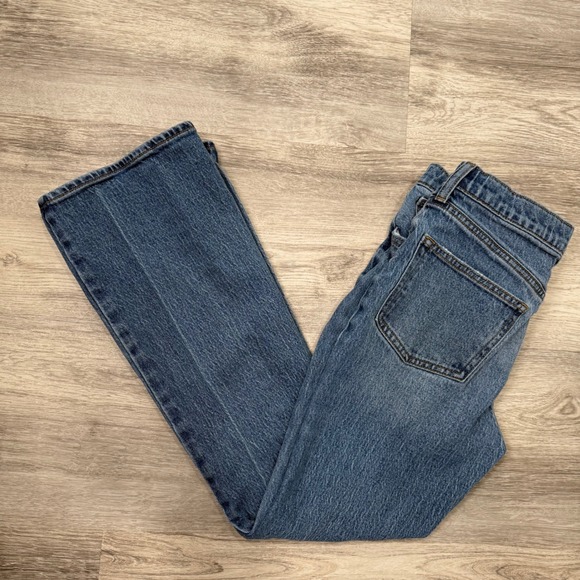 Old Navy High Rise Flare Jeans Size 14 Ripped Distressed Denim Blue - Picture 1 of 9